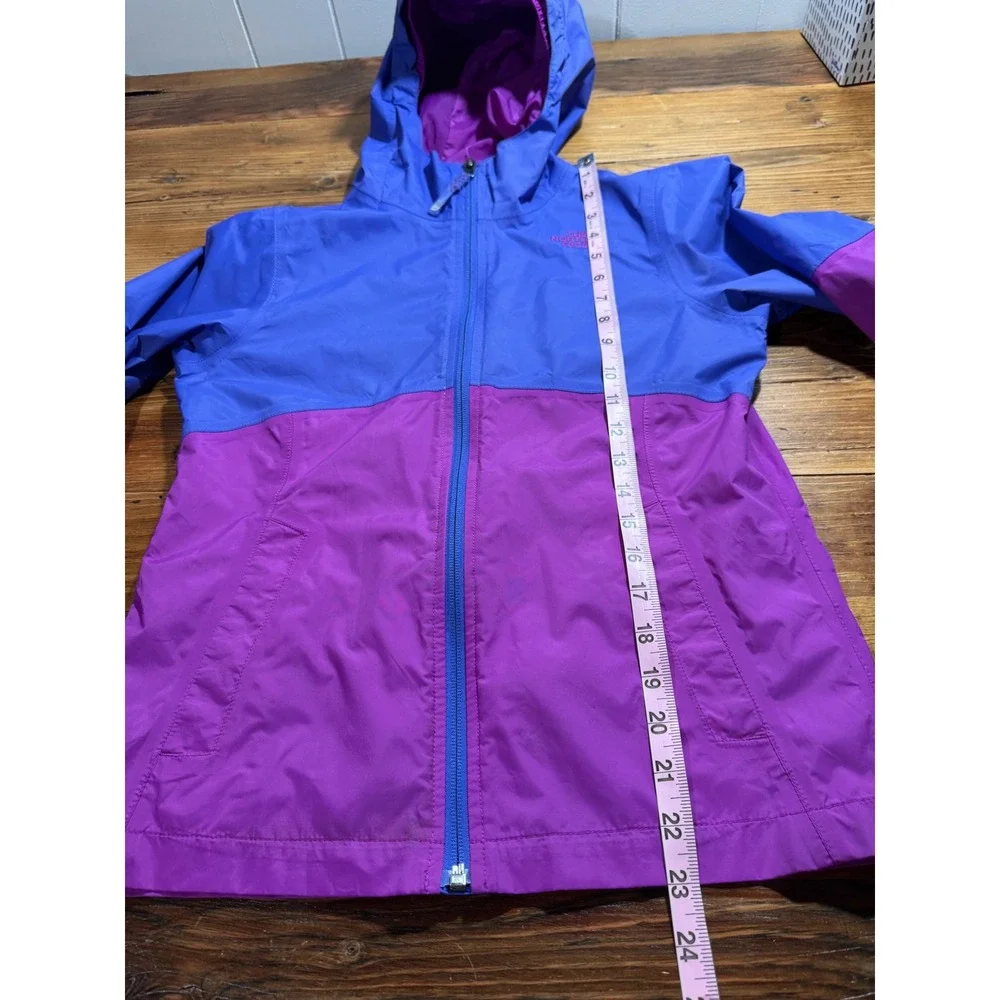 The North Face Windbreaker Jacket Girls Medium 10/12 Purple Blue Hooded Lined
